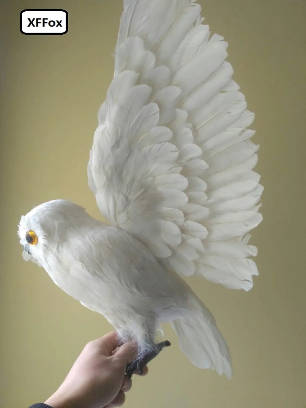 

big foam&feather simulation wings white owl bird model home garden decoration gift About 32X60cm d2990