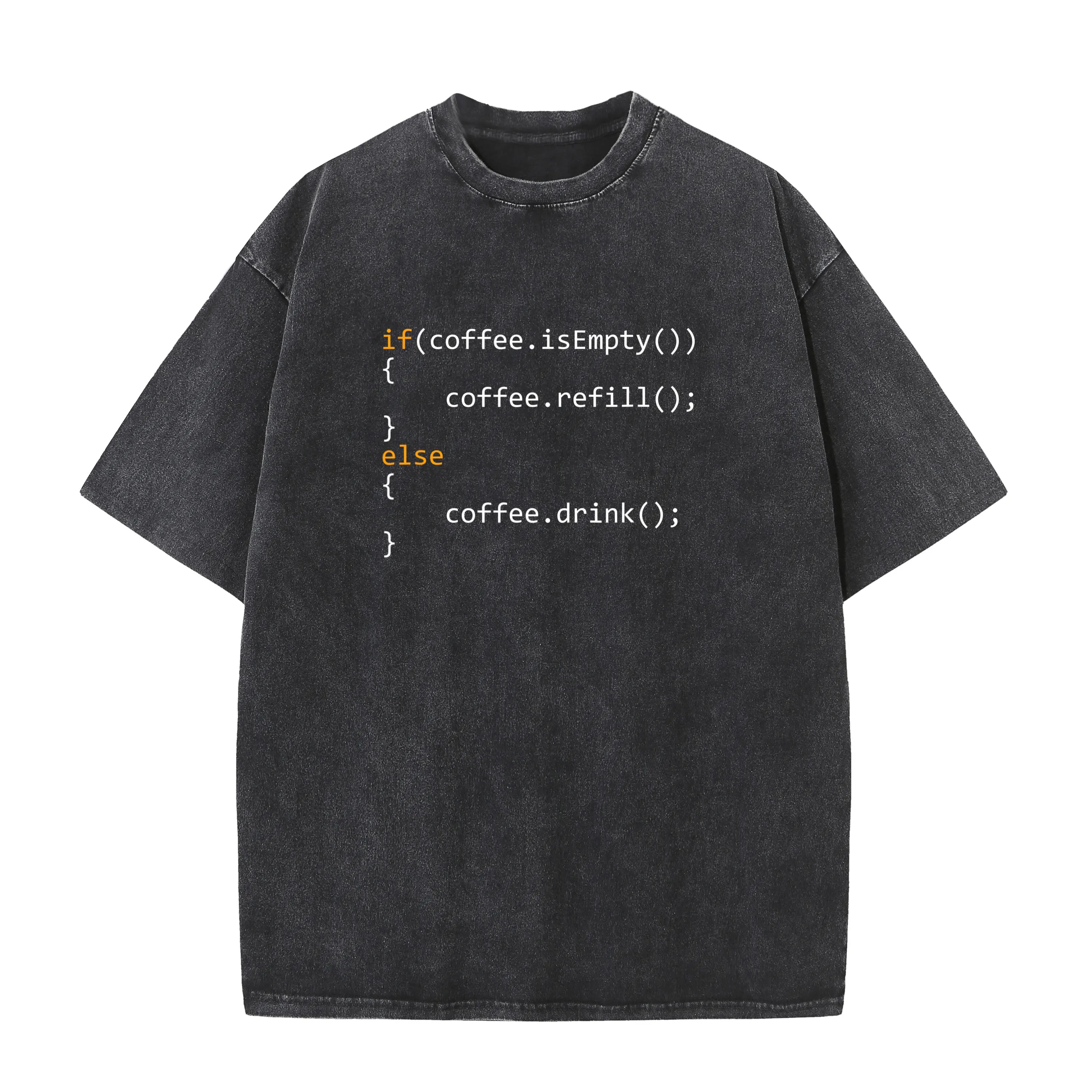 

Funny Programmer Coffee Gift For Coders Bleach style T-Shirt Cotton Unique Tops Shirt Coupons Men's Washed style T Shirt Vintage