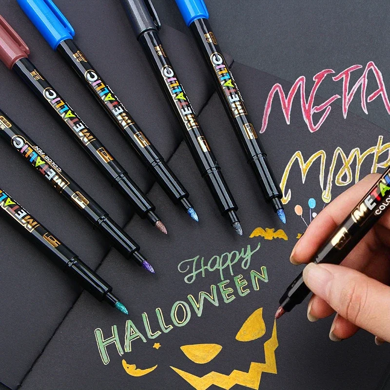 Permanent marker pen marker pens permanent marker permanent markers paint marker pen markers pen marker pen art marker pens art markers colored pens 8Color Metallic Water Paint Metal Fabric Marker Pen DIY Ceramic Graffiti Drawing Pen Craftwork Color Art Stationery