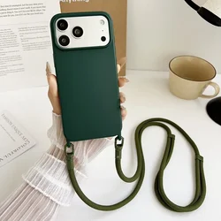 Official Shockproof Candy Crossbody Lanyard Case with Neck Cord Strap, Soft Protective Cover - iPhone 15 Plus (Darkgreen)