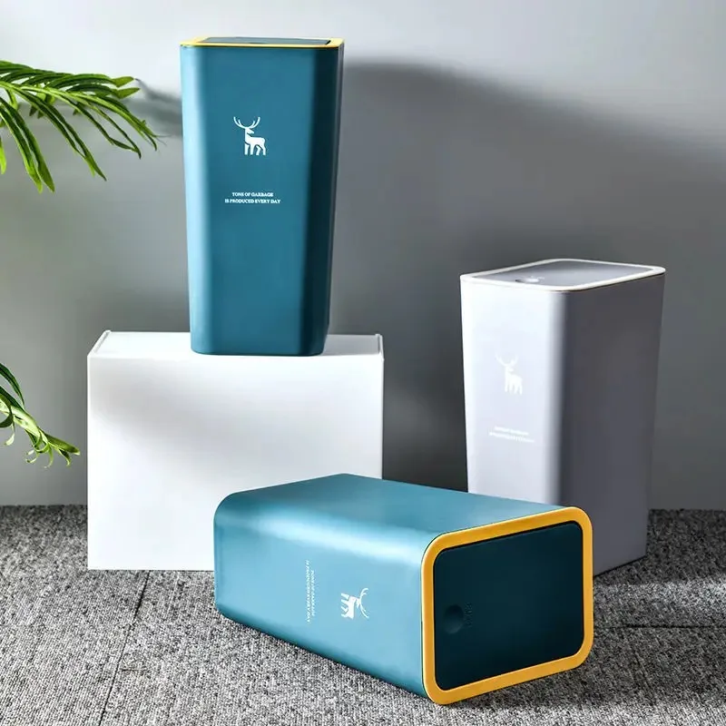Trash Can 10L 15L Nordic Toilet Kitchen Bathroom Living Room Rectangular With Lid Press-type