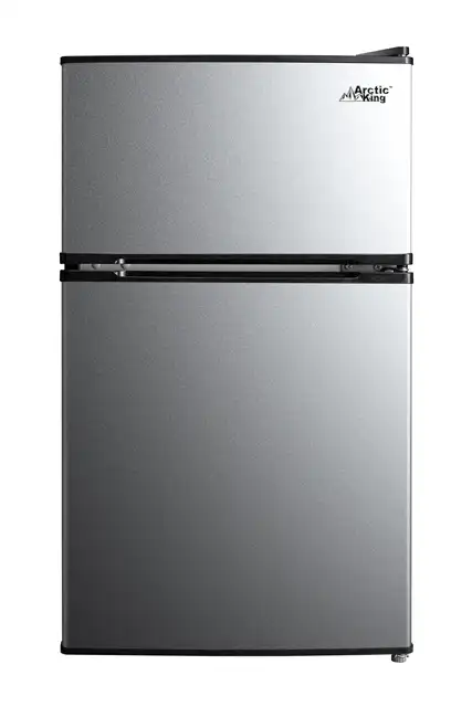 3.2 Cu ft Two Door Mini Fridge with Freezer, Stainless Steel, E-Star 1