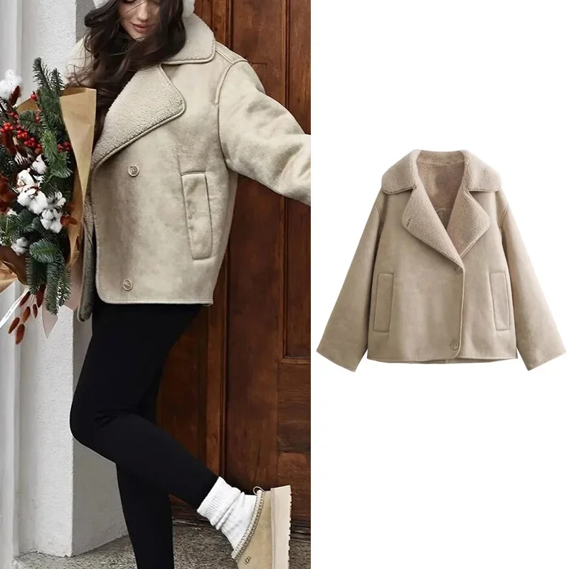 Saashi Double-Breasted Turn-Down Collar Mid-Length Women’s Overcoat main image 0