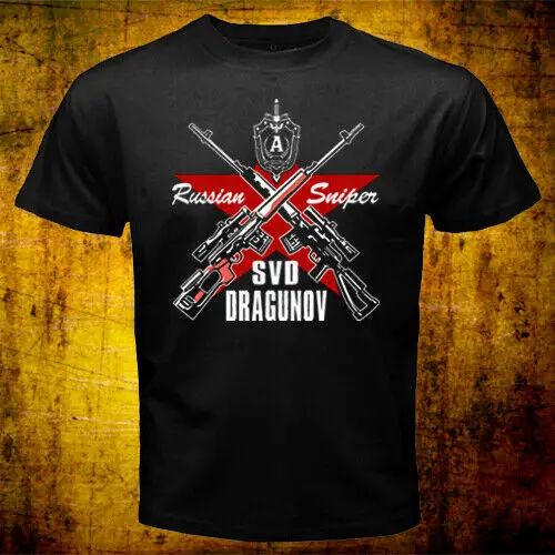 Mens T Shirt Summer Cotton Short Sleeve O-Neck SVD Dragunov Russian Spetsnaz Alpha Group Sniper Rifle S-3XL