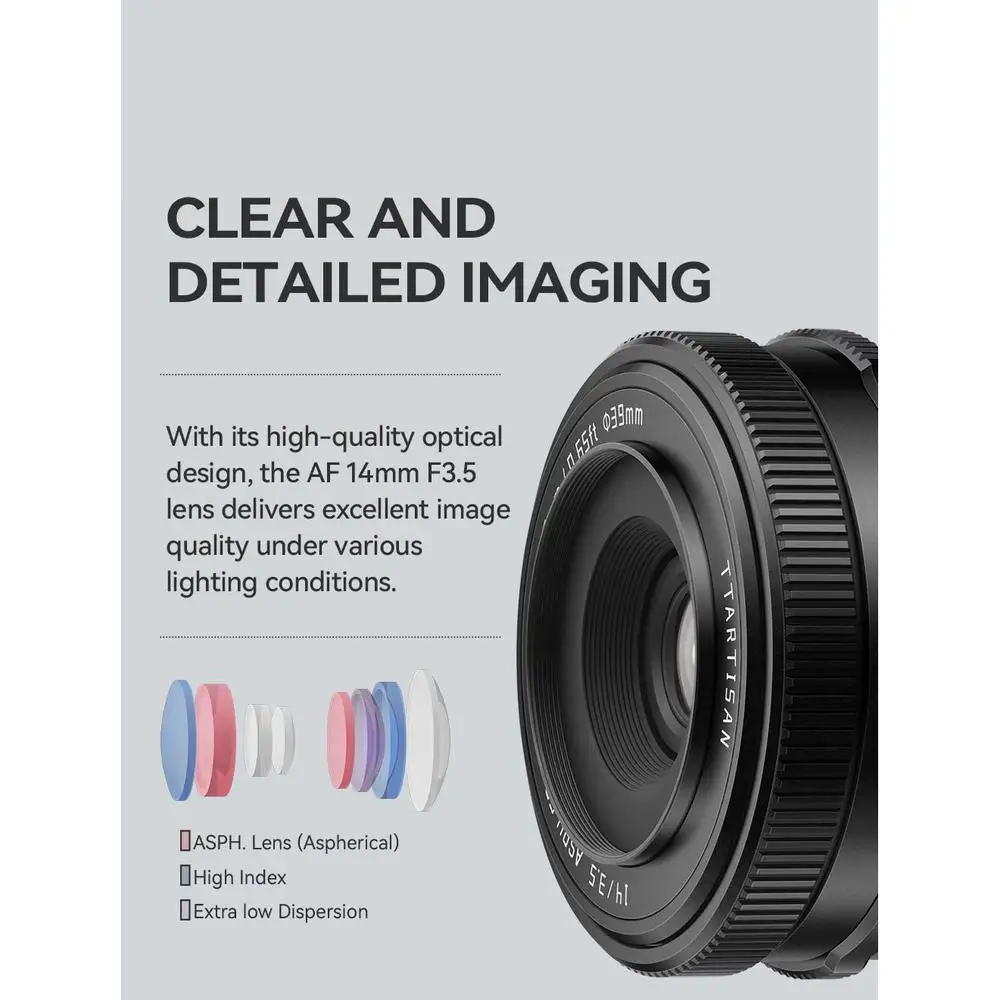 14mm F3.5 X-Mount APS-C Auto Focus Lightweight Prime Lens for Fujifilm Fuji X-Mo