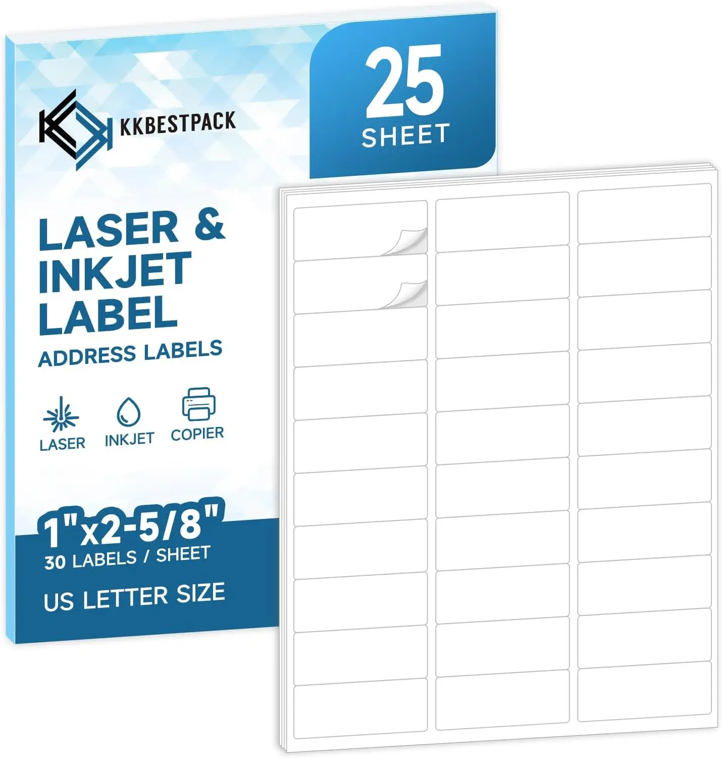 Address Labels for Printer 750 Labels - 1" x 2-5/8", Mailing, Storage & Pantry Organization, Laser/Inkjet Compatible， stickers