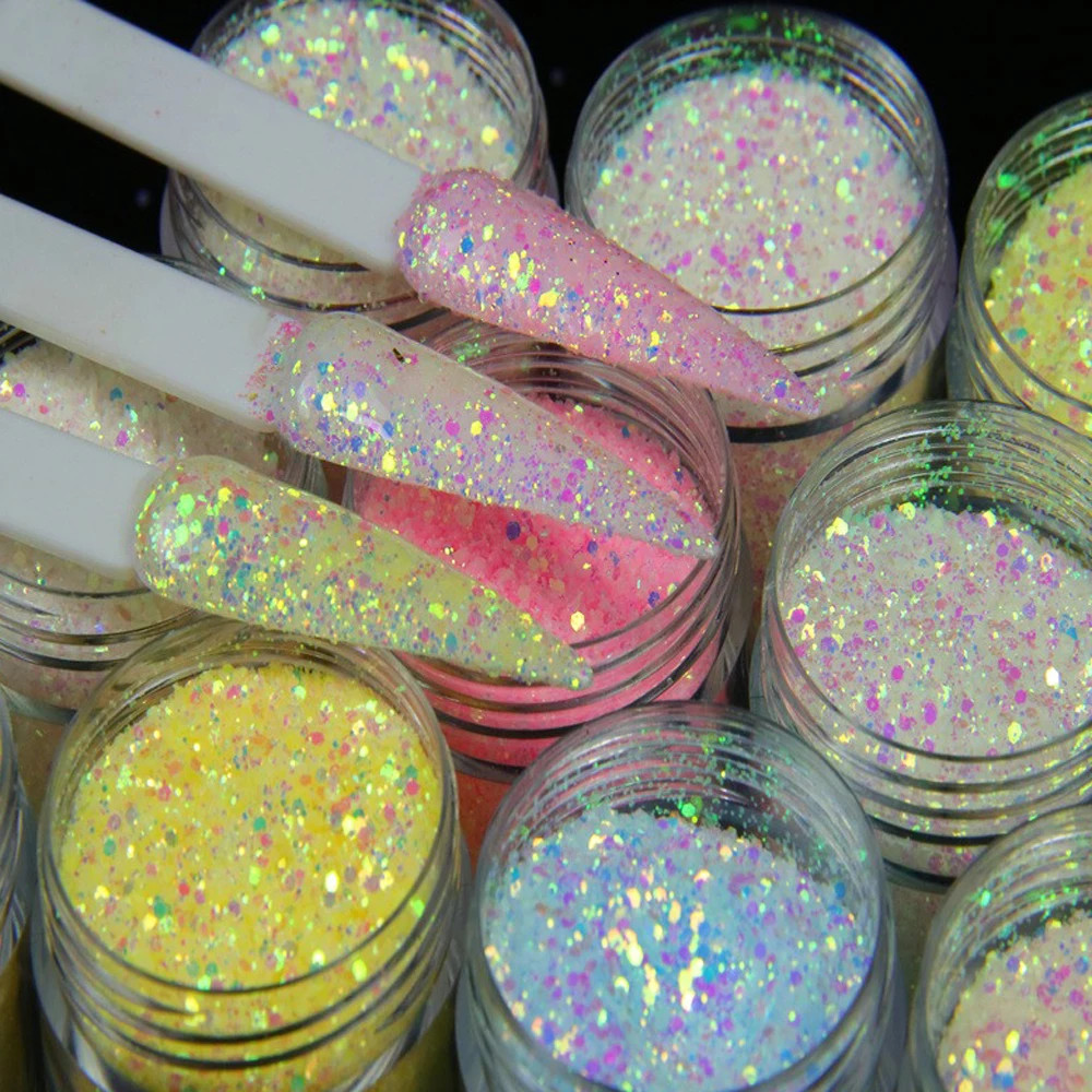 

10g UV Color Changing Glitter Sequin Holographic Colorful Chunky Glitter Mixed Nail Art Powder Spangle Flakes Nail Decoration