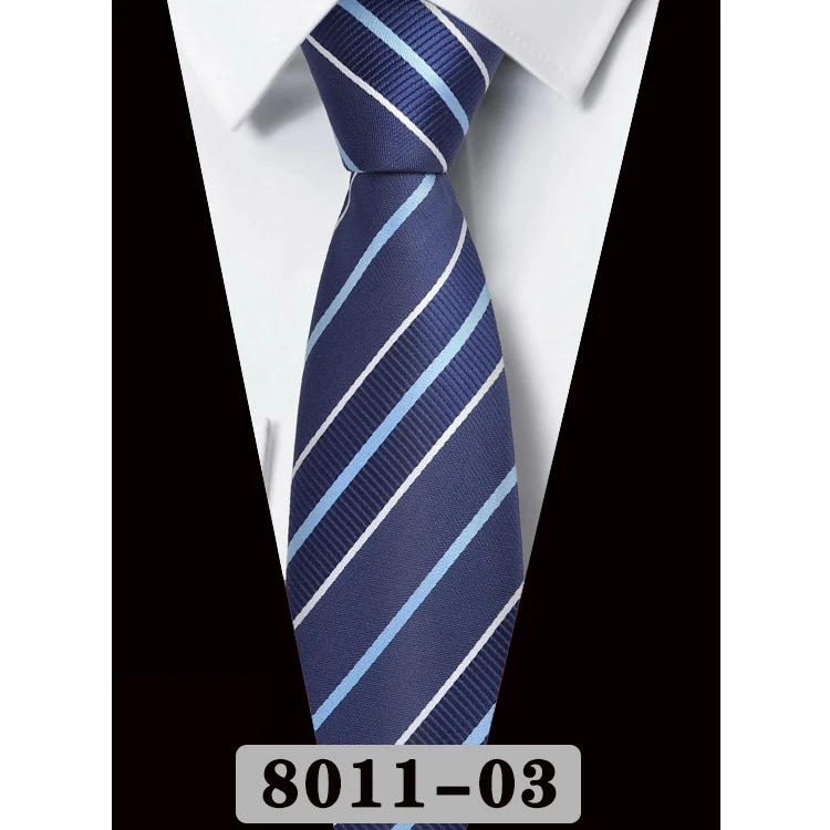 Neue Herren-Krawatte, modisch, klassisch, Polyester, gestreift, Rot, Blau, Grau, Hochzeit, Party, Designer, Business, 8 cm, Jacquard-gewebte Krawatte, Geschenk – Detail 6