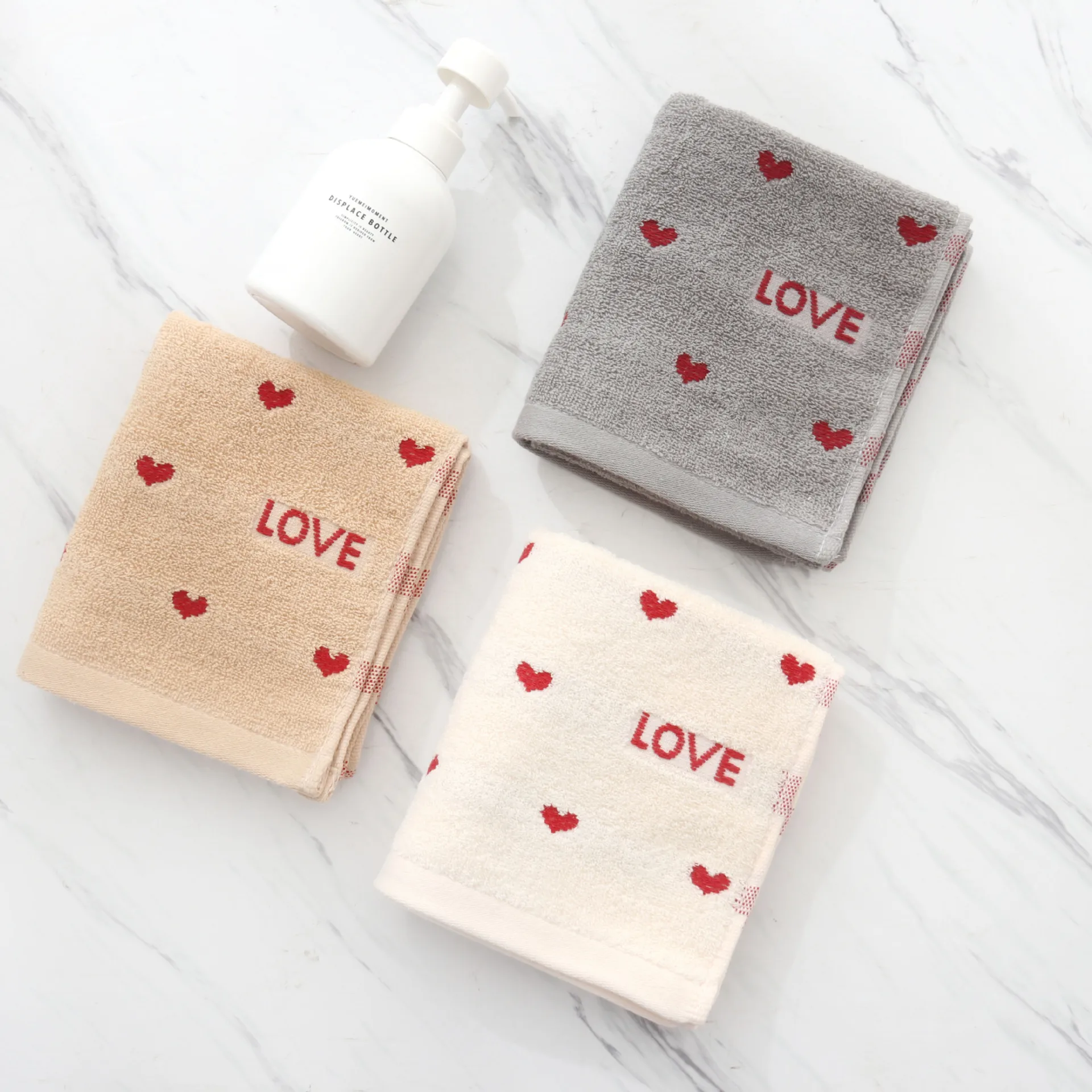 T049A 100% Cotton sweat heart love gift Thick Soft For Adults Kids Home face towel 2