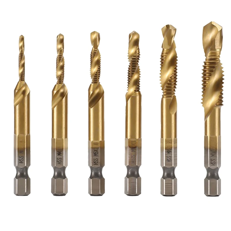 

6Pc Drilling Tapping Chamfering Integrated Drill Bit Set High-Speed Steel Composite Tap Deburring Drill Bit