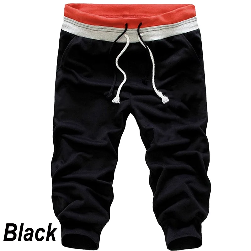 Men Fashion Sweatpants Loose Cropped Trousers Jogger Trousers Men Casual Fitness Jogging Sports Capri Pants