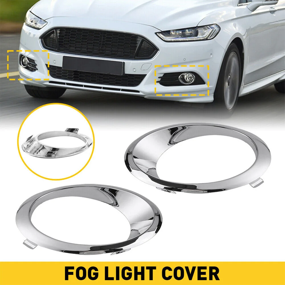 

2Pcs Front Left/Right Chrome Fog Lamp Bezel Trim Ring Cover DS7Z-17E811-AA DS73-5A298-AAW Compatible For 2013-2016 Fusion