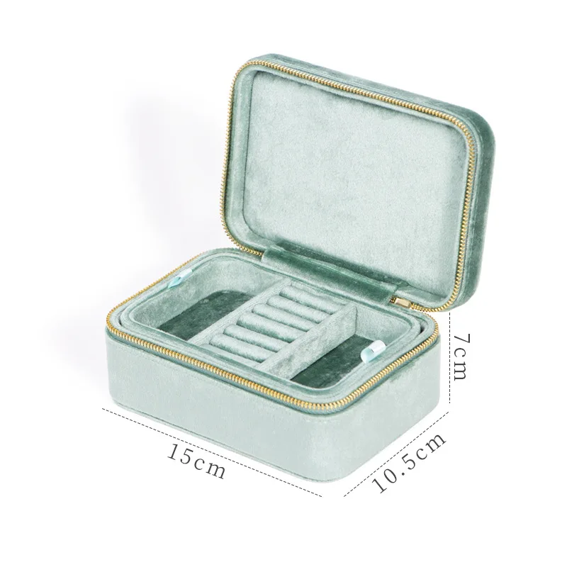 Velvet Rectangular Flannel Jewelry Storage Box Portable Jewelry Organizer Box Rings Earrings Necklace Display Jewelry Box