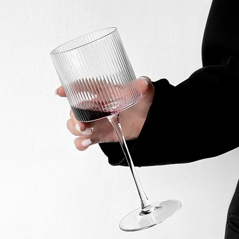 4PCS French Vertical lines Champagne Glasses Home Glass Goblets High-end Red Wine Glasses White Wine Glasses Cocktail Glasses