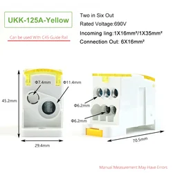 High - Capacity Din Rail Terminal Block - Universal Power Distribution Junction (UK - 125A - Y)