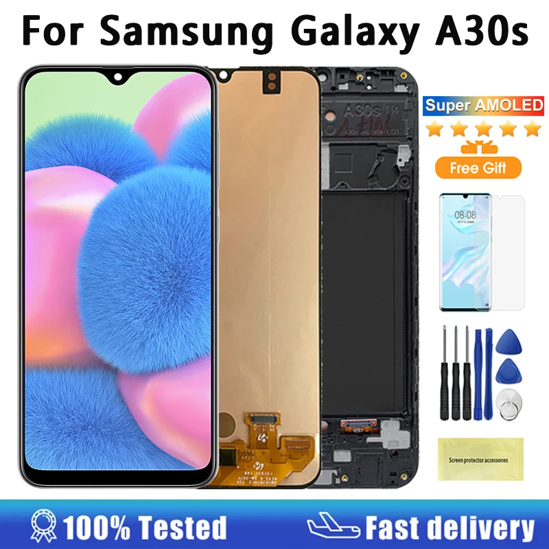 ЖК-дисплей 6,4 'Super Amoled для Samsung Galaxy A30s A307F A307 A307FN, сменный сенсорный экран с дигитайзером для Samsung A30S LCD
