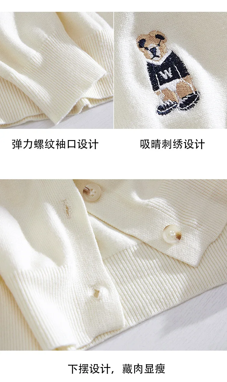 Spring Autumn Women's Knitted Cardigan Korean Single Breasted Long Sleeve Jumper Woman Chic Round Neck Cardigans Outwear