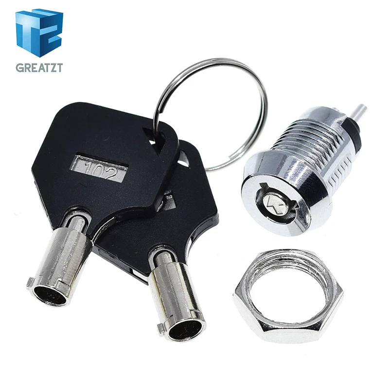 12MM Edelstahl-Telefonschloss Elektronisches Schloss Stromschloss Schlüsselschalter S1201 Doppelseitiger Ausziehtyp 0,5A 250V AC 2 Schlüssel