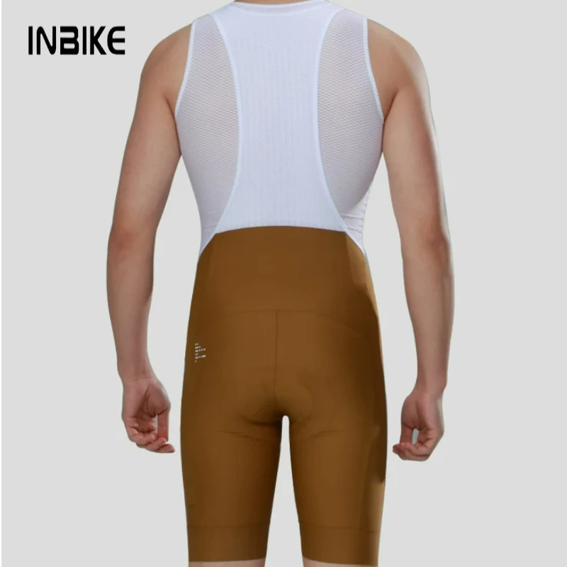 INBIKE Men's Cycling Bib Shorts Quick-Drying Fabric 3D Sponge Padding Excellent Elasticity Convenient Pocket for MTB Road Biking