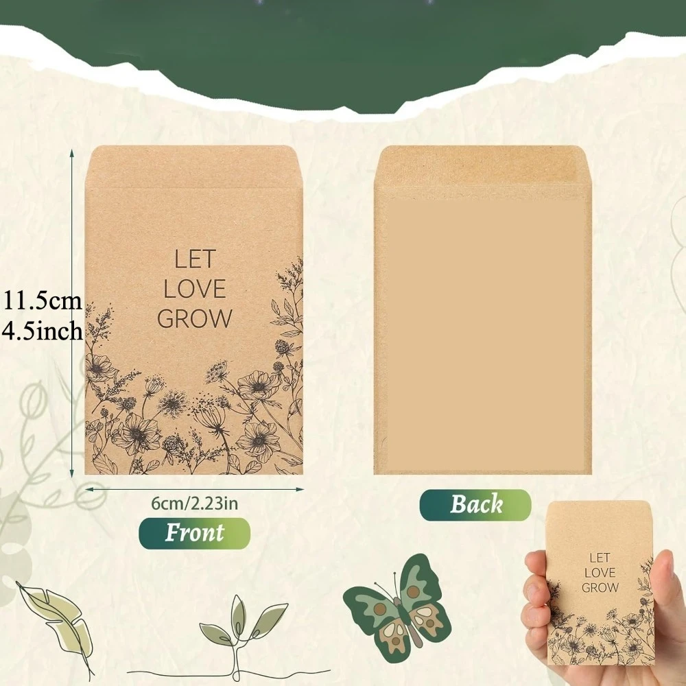 Seed Envelopes Packets with Preprinted Collecting Template for Flowers and Vegetables, 50-Pack (6x10cm)