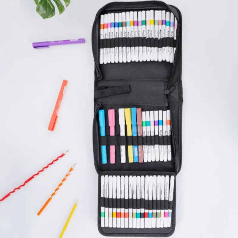 Black Canvas Bag Marker Pens Special Pencil Bag Large Capacity Storage Bag Stationery Pencil Bag 6