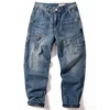 Men's Jeans Heavyweight Pure Cotton Straight Denim Pants Retro Washed Blue Cargo Cowboy Trousers Male 1