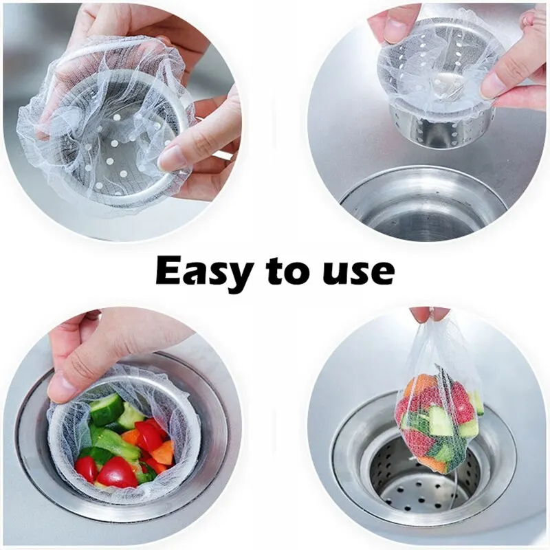 30pcs Kitchen Drain Residue Filter Garbage Bag Anti-Clogging Water Bag Sink Garbage Filter Mesh Pots Sewer Vegetables Strainers