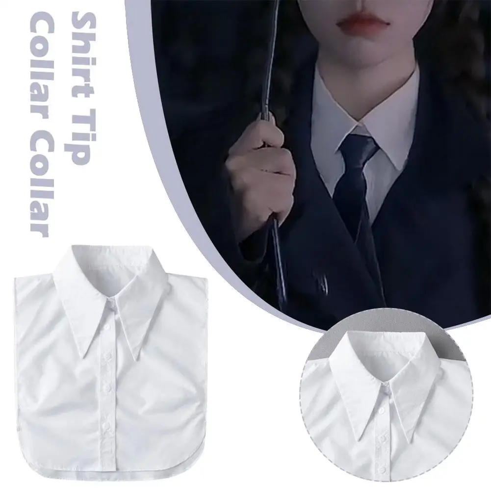 Women White Long Pointed Flat Dickey Collar Big Lapel Fake Collar Detachable Lapel Half Shirt Blouse Removable False Collars