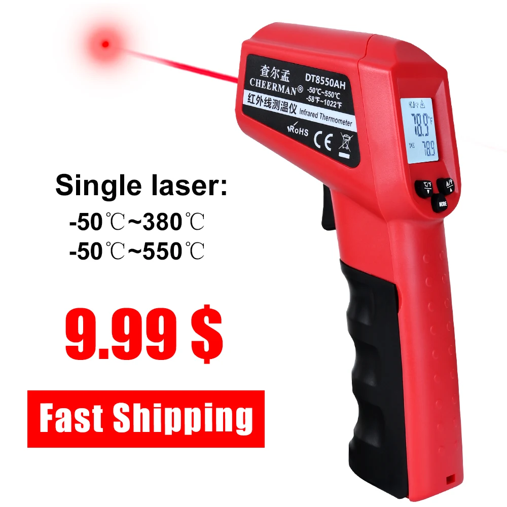 50~1600 Handheld Pyrometer Portable Digital Infrared Thermometer Non ...