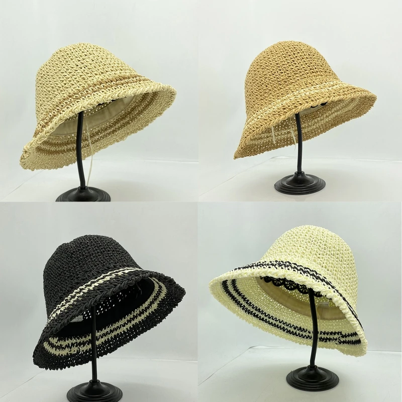 

Sunscreen Basin Hat Wide Brim Beach Hat Bucket Hat Straw Hat Breathable Fisherman Hat All-match for Summer Camping M6CD