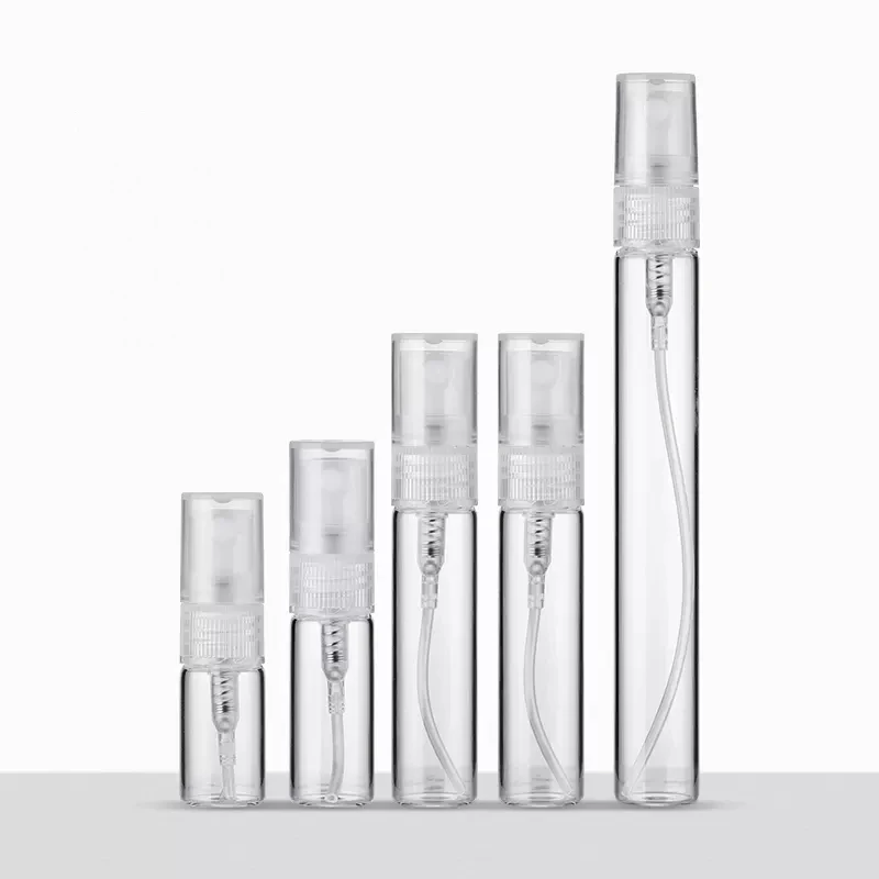 10pcs 2ml 3ml 5ml 10ml 미니 휴대용 향수 병 스프레이 리필 형 화장품 샘플 유리 병에 넣는 빈 용기
