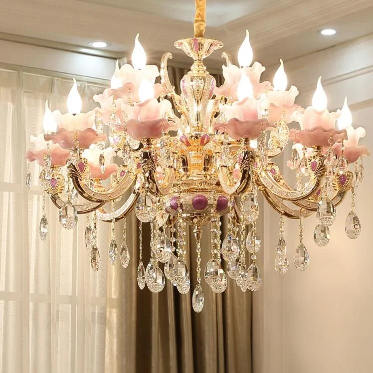 

European Purple Crystal Lamp for Living Room Luxury Chandelier Restaurant Bar sconce Book Zinc Alloy Jade Led fixture Lighting