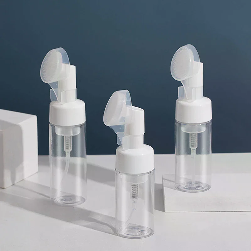 Foaming Pump Bottle with Silicone Brush Head for Face Cleansing (Available in 100ml, 150ml, 200ml)