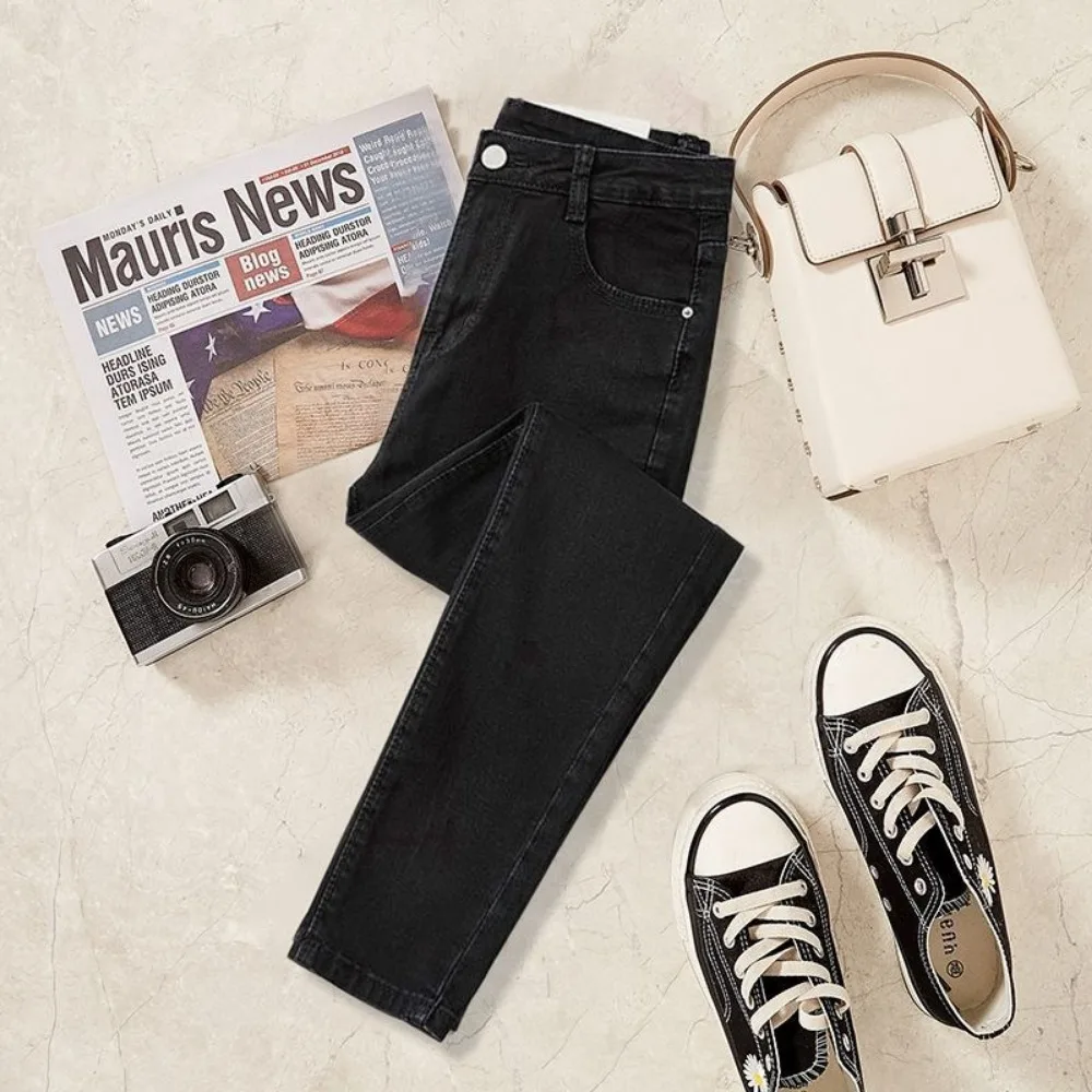 High Waist Jeans Women Autumn New Slim Skinny Pants Spring Casual Girl Denim Trousers Black Female Fashion Stretch Pencil Jeans
