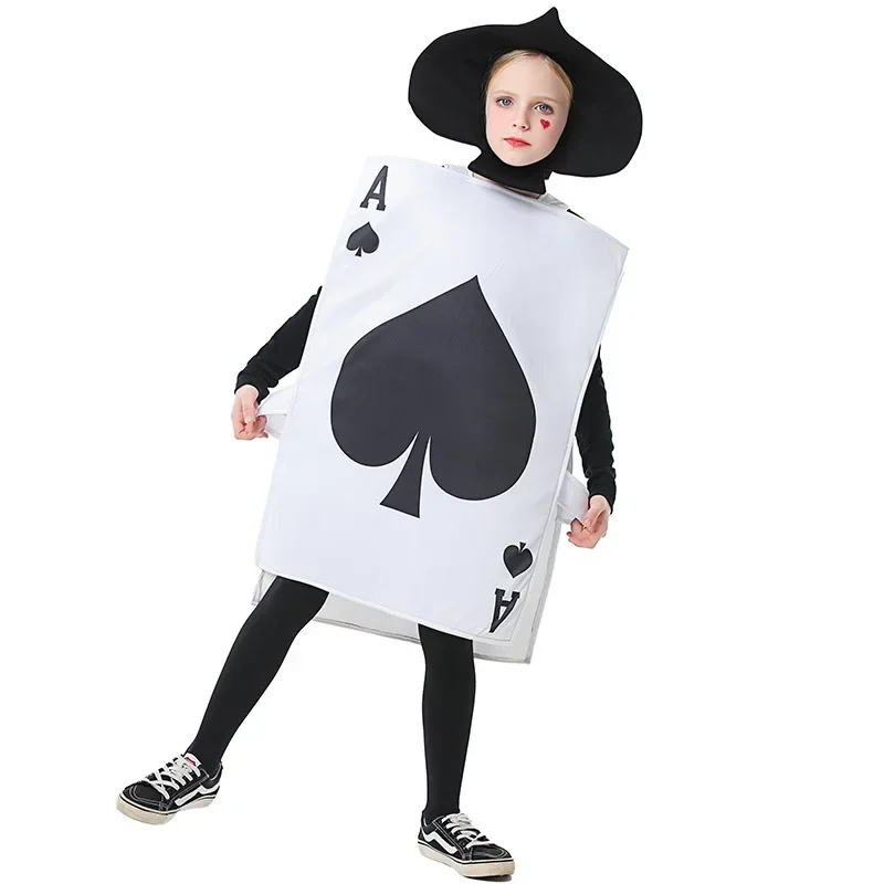 

Performance Playing Cards Black Heart Spades Ace Costume Festival Dress Up Clothing Children's Day Alice in Wonderland Stage