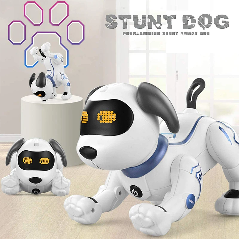 Remote Control Dog RC Robotic Stunt Puppy Voice Toys Handstand Push-up Electronic Pet Dancing Robot Sound for Kid Boys and Girls 6