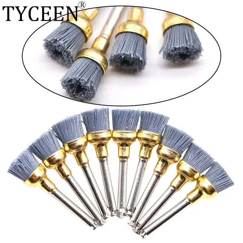 

10Pcs Dental Polishing Brush Silicon carbide Material Latch Flat Bowl Teeth Polisher Prophy Brushes for Contra Angle Handpiece