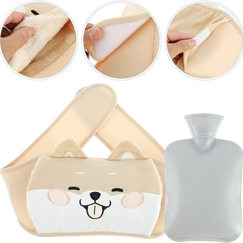 Hot Water Bottle Cartoon Hot Water Bottle with Waist Cover Wrap Around Warm Water Bag Belt Hand Warmer Pocket for Menstrual Cramps Pain Relief