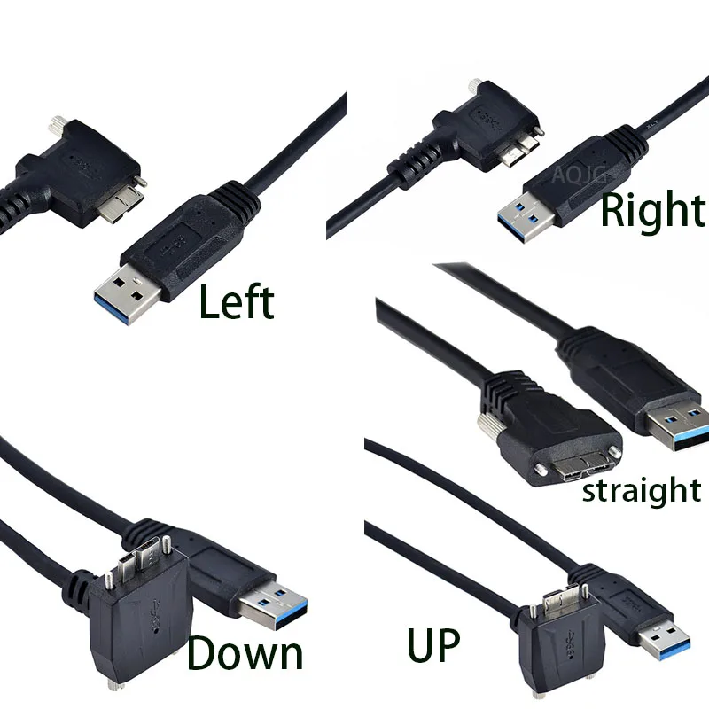 

Industrial camera Degree USB3.0 Micro B male elbow with screw fixed panel mobile hard disk data power supply cable 30cm