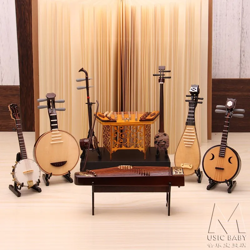 

Gu Zheng Model Ornament Mini Folk Music Bamboo Flute Erhu Pipa Liuqin Guqin Gift