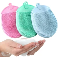 1pcs Silicone Massage Bath Brush with Hook Soft Exfoliating Bath Gloves Baby Showers Cleaning Brush Remover Scrub Showers Bubble 1