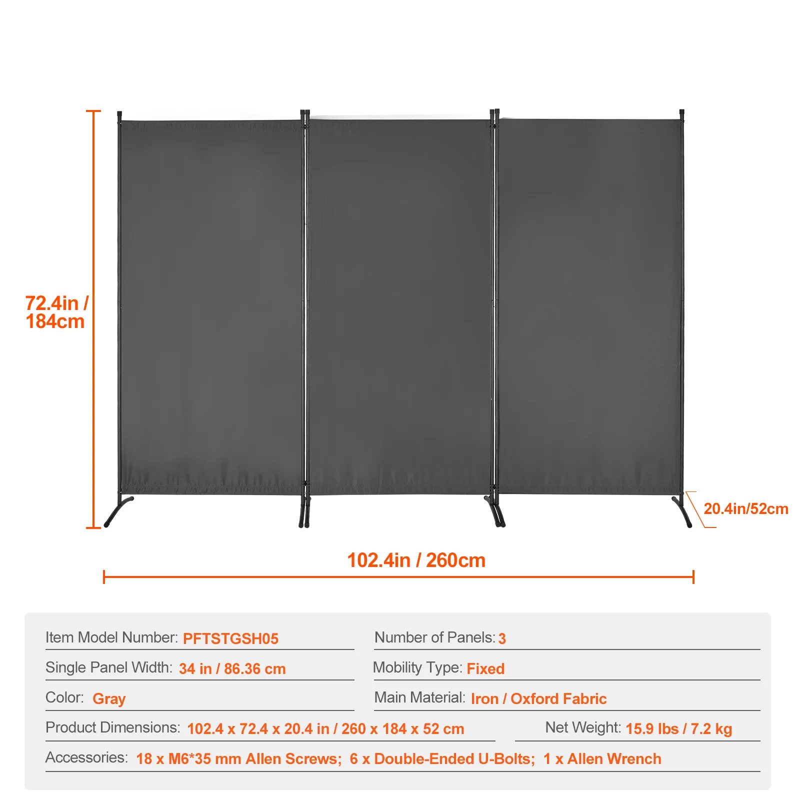 SucceBuy Séparateur de pièce à 3/4/6 panneaux Écran de confidentialité pliant et cloison de pièce autoportante portable pour bureau, chambre à coucher, étude, hôtel