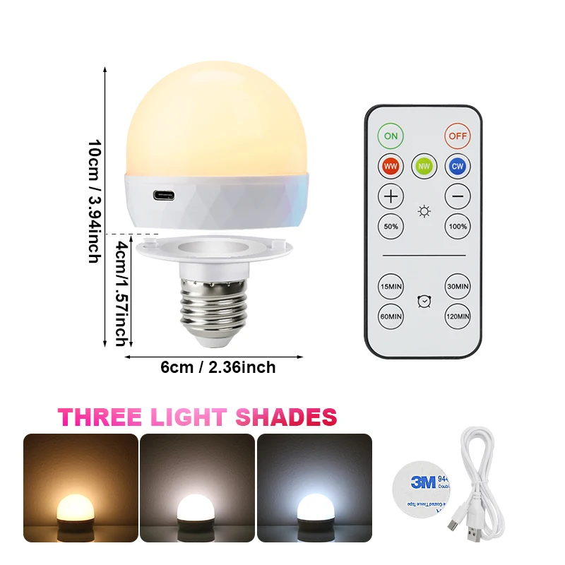 Bombilla LED RGB con carga USB de 5V, Control remoto inteligente regulable para dormitorio, mesita de noche, sala de estar, Bar, accesorios de iluminación LED