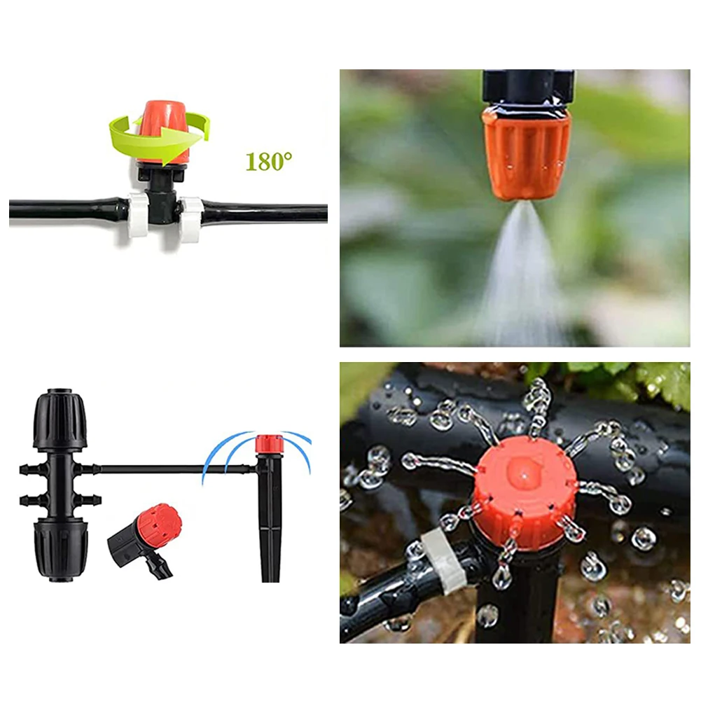 Garden 1/2-1/4'' Drip Irrigation Kit Automatic Watering System Nozzles for Farmland Bonsai Plant Flower Vegetable Greenhouse