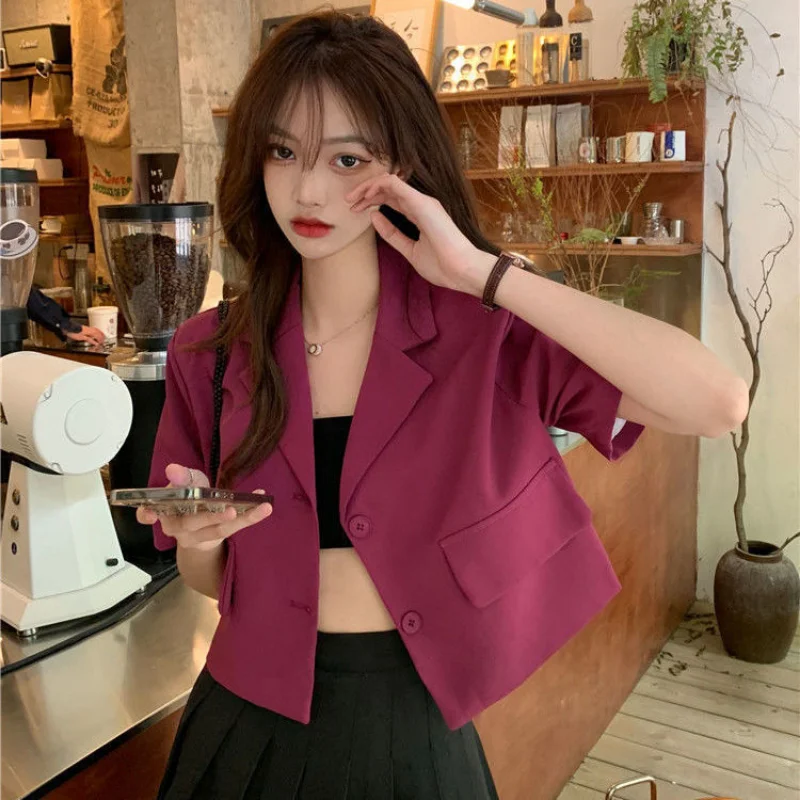 Trend Pockets Patchwork Short Blouse Summer New Polo Neck Short Sleeve Solid Color Sweet Shirt Tops Korean Fashion Women Clothes