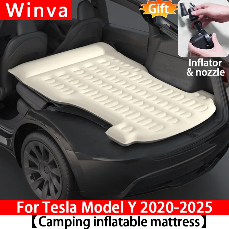 For Tesla Model Y 2020-2025 Portable Inflatable Mattress Memory Foam Outdoor Cam