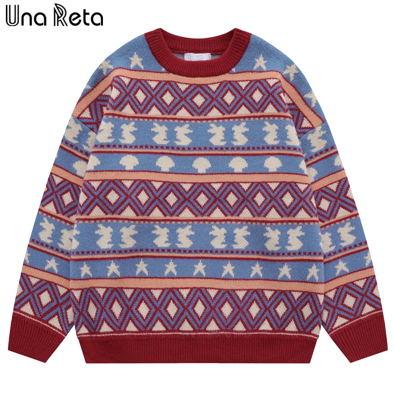 

Una Reta Harajuku Men's Sweater Autumn Winter Streetwear Hip Hop Jacquard Unisex Knitwears Pullover Warm Sweaters