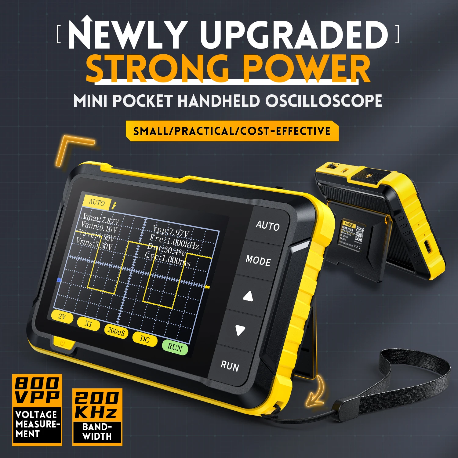 FNIRSI DSO152 Mini Handheld Digital Oscilloscope 200KHz Analog Bandwidth 2.5MSa/s Sampling Rate 800VPP Support PWM Output