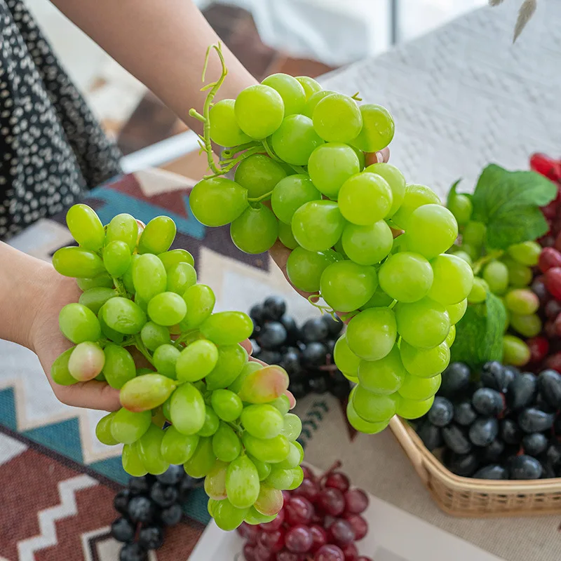 36/85Heads Simulation Grapes String Model Lifelike Fake Fruits Green Grapes Photography Props for Wedding Party Holiday Ornament artificial fruits and vegetables artificial grapes
