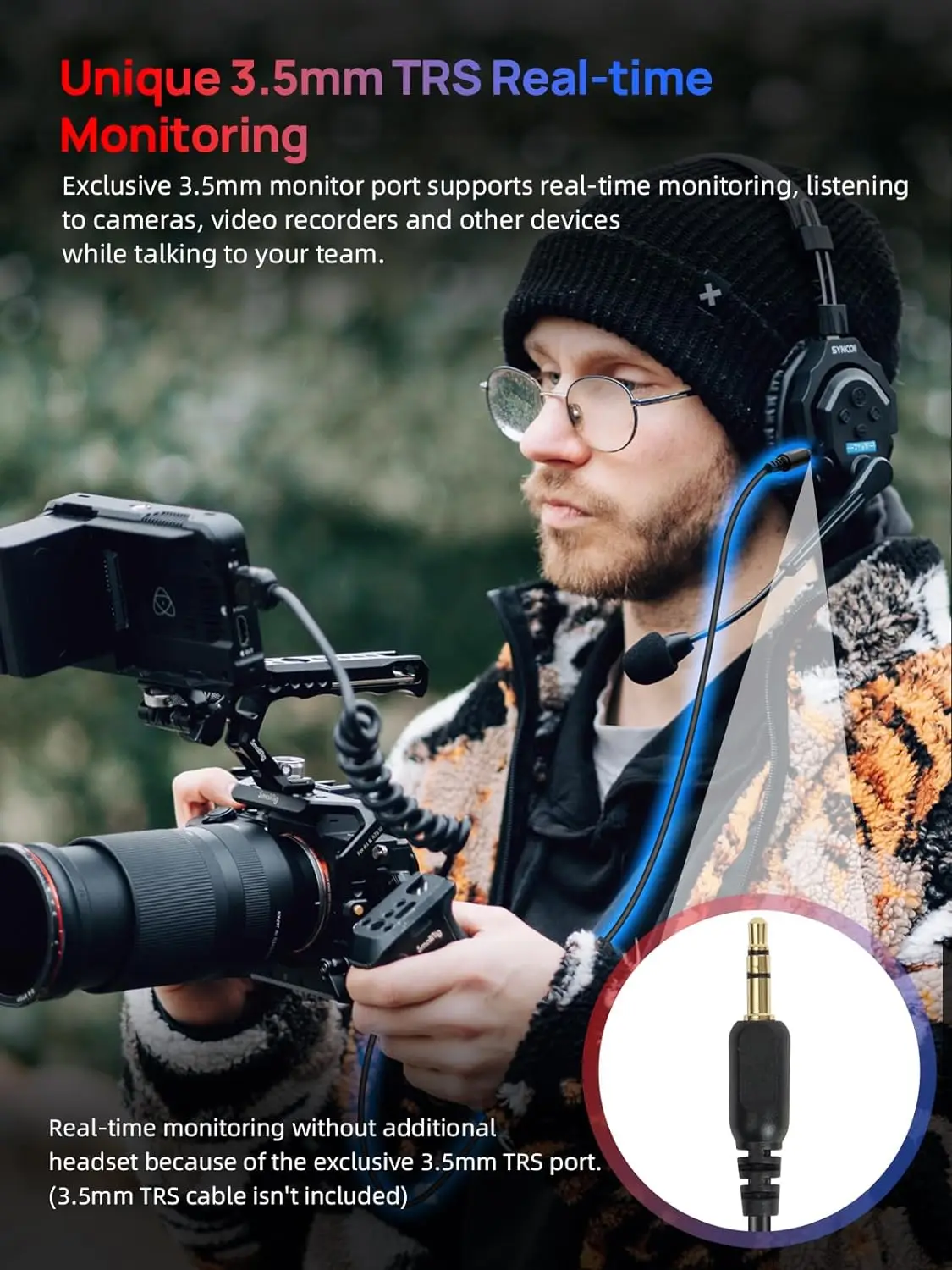 SYNCO Xtalk X2 X3 X5 Wireless Intercom System 2.4G Communication Headset With Battery Wireless Microphone for Team Studio